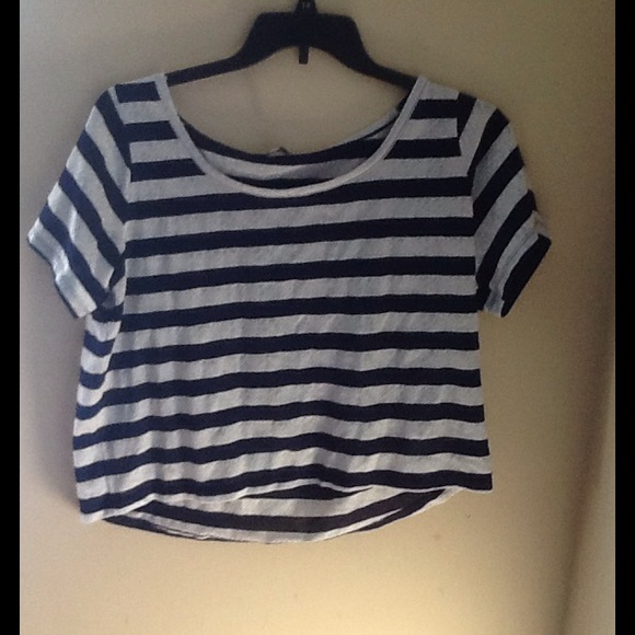 Navy and white striped crop top