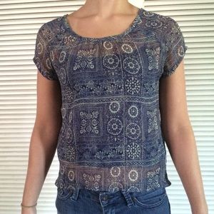 Blue & green patterned cover up w/sleeves