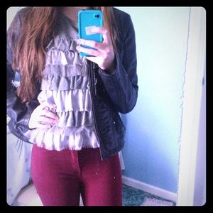 Hollister Grey Ruffled Top