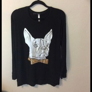 Kenzie Long Sleeve Top with Boston Terrier