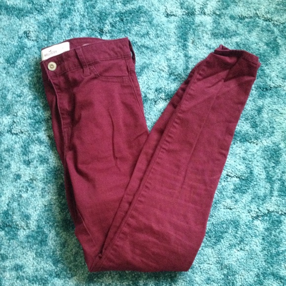 Hollister Burgundy High Waisted Skinny Pants