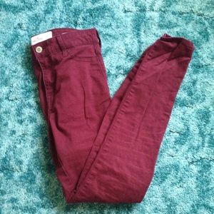 Hollister Burgundy High Waisted Skinny Pants