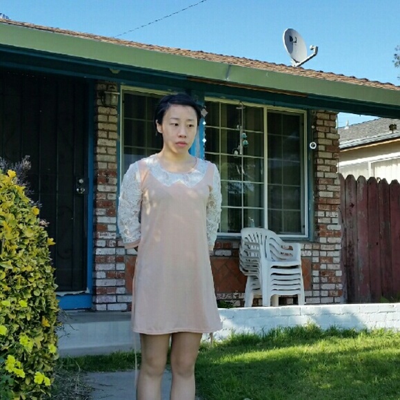 Sweet Lolita Pink Lace Mini Shift Dress Japan - Picture 2 of 3