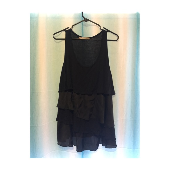 Black tank top with ruffles