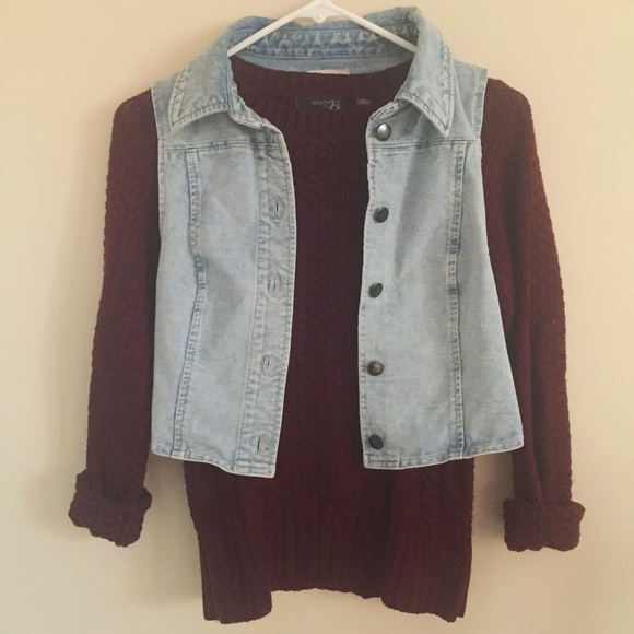 Cropped denim vest
