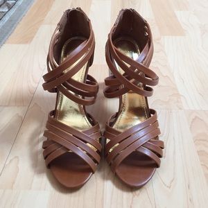 Tan strappy heels