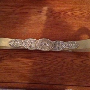 Chicos Matte Gold Rhinestone Leather Belt