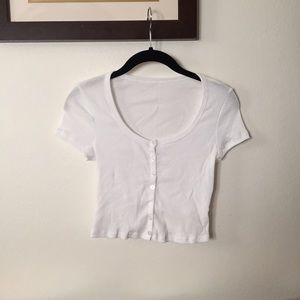 American Apparel 2x1 Rib Crop Top in White
