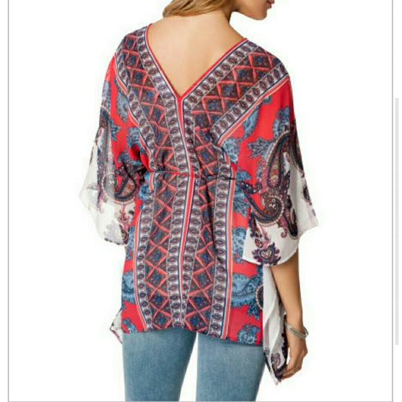 Jessica simpson red/blue printed tunic NWT