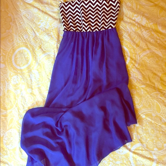 Strapless Chevron and Sheer Dress