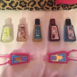 7 Bath and Body Hand Sanitizers and 2 Carriers