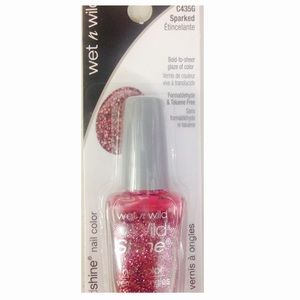 Sparkled nail polish.