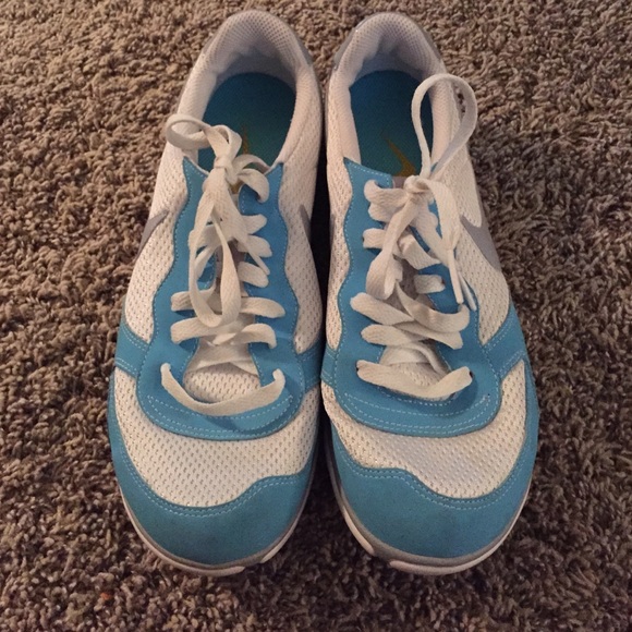 Blue and White Nike Shoes