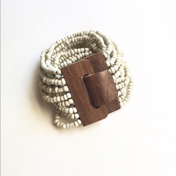 Hand Carved Natural Bead Bracelet