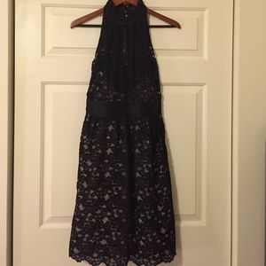 Banana Republic black lace dress with nude lining
