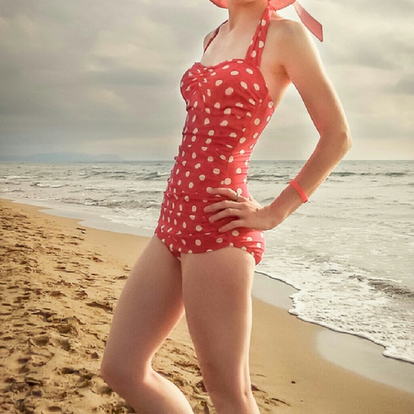 ModCloth Other - {modcloth} red polkadot one piece bathingsuit