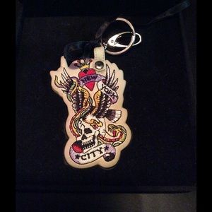 Leather Ed Hardy keychain