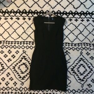 H&M Black Cap Sleeved Structured Dress