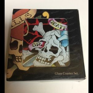 Ed Hardy glass coaster set!