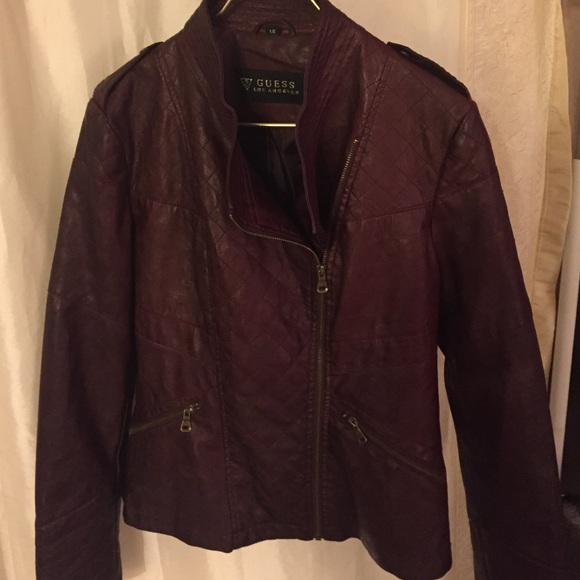 Guess Burgundy moto-style PU jacket