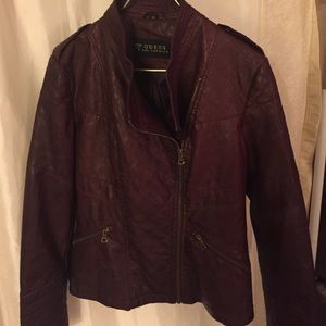 Guess Burgundy moto-style PU jacket