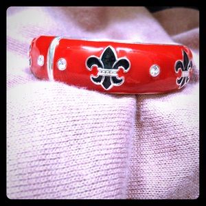 Red and black fleur de lis bracelet
