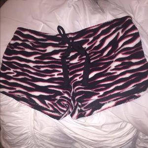 black white and pink zebra printed shorts