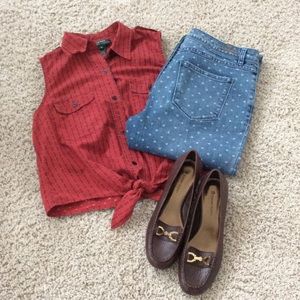 Heart print jeans NWOT