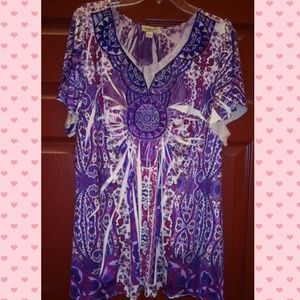 Purple rhinestone studded top with crease design
