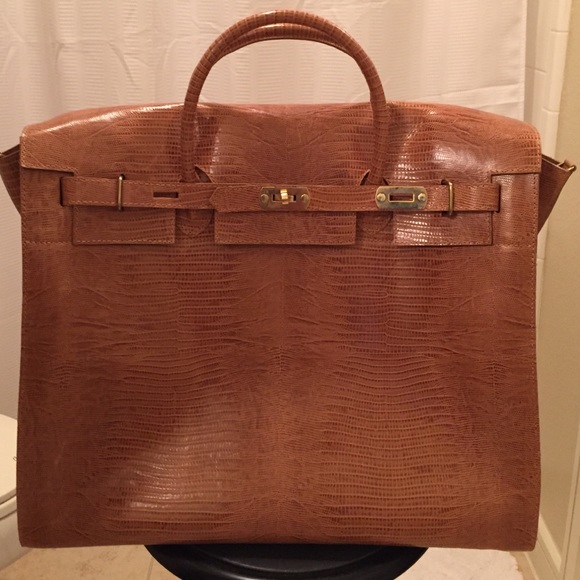 Faux Ostrich Birkin Shaped Large NOT HERMES