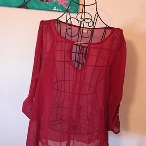 wine colored blouse