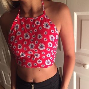 AMERICAN APPAREL: floral halter (open back)