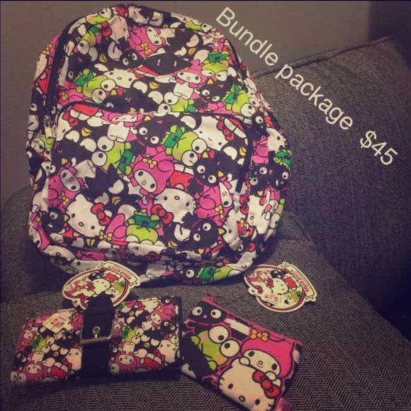 Book bag, wallet and coin purse.