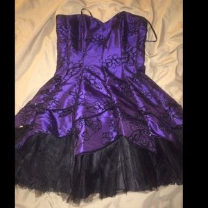Black & purple flowered homecoming dress