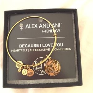 Gold Alex and Ani Because I love you bracelet