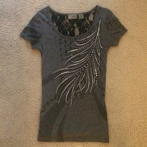 Miss Me embellished lace-back t-shirt