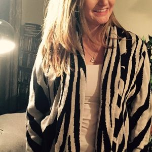 Dana Buchman Heavy Zebra Stripe Cardigan
