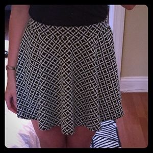 Black and white diamond print cotton skirt
