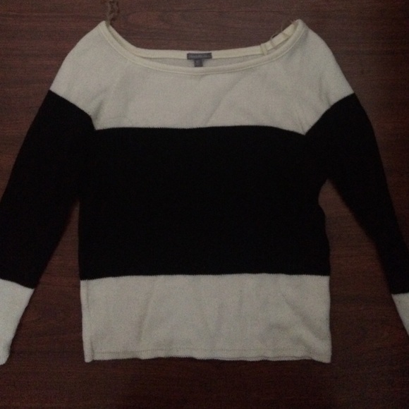 A cropped black & white sweater