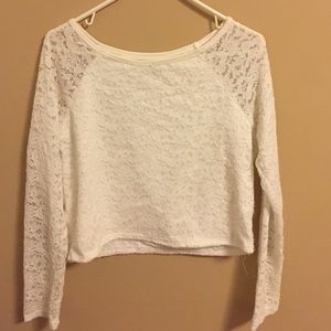 Adam Levine White lace long sleeve crop top