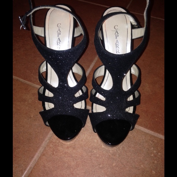 Caparos black sparkly heels