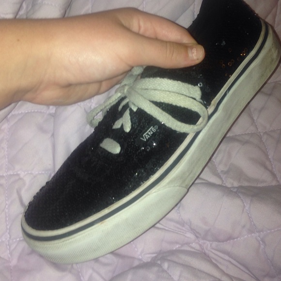 Black sequin vans woman's 7 - Picture 3 of 4