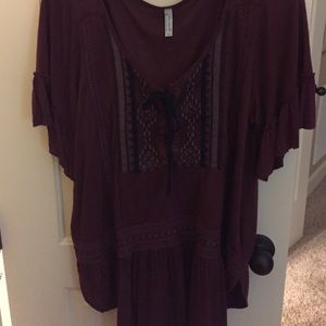 Burgundy Free People Tunic
