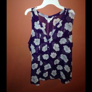 Purple plus sheer flower top