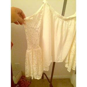 Cream off the shoulder bell sleeve top