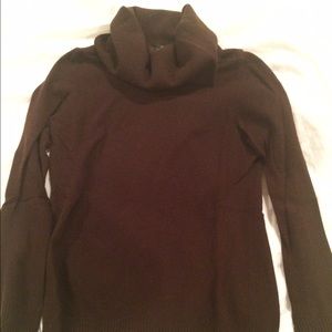 brown cowl neck wool sweater