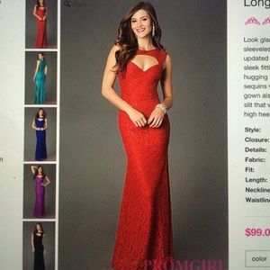 Red lace glitter gown