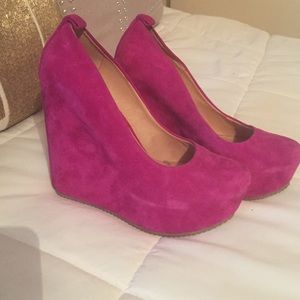 aldo wedges. Hot pink suede