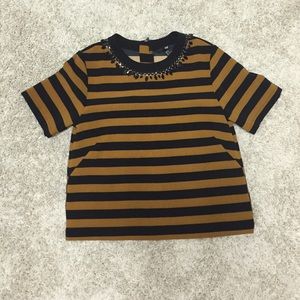 NWOT H&M Chestnut/Black Striped Embellished Shirt