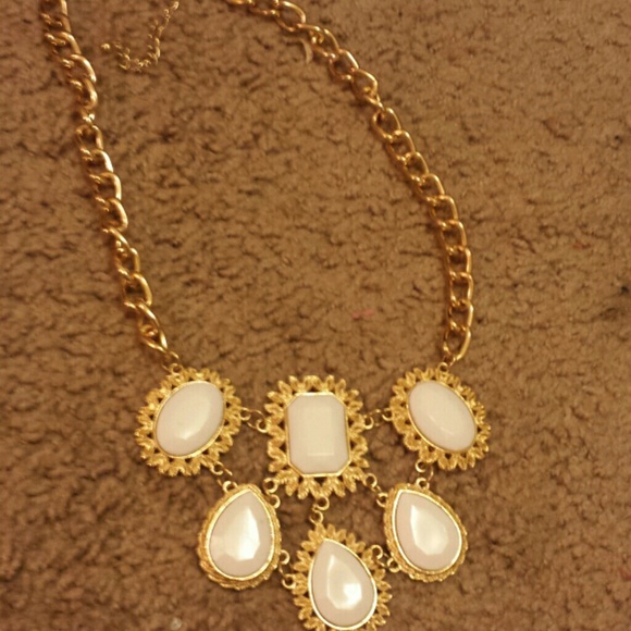 White and gold statement necklace